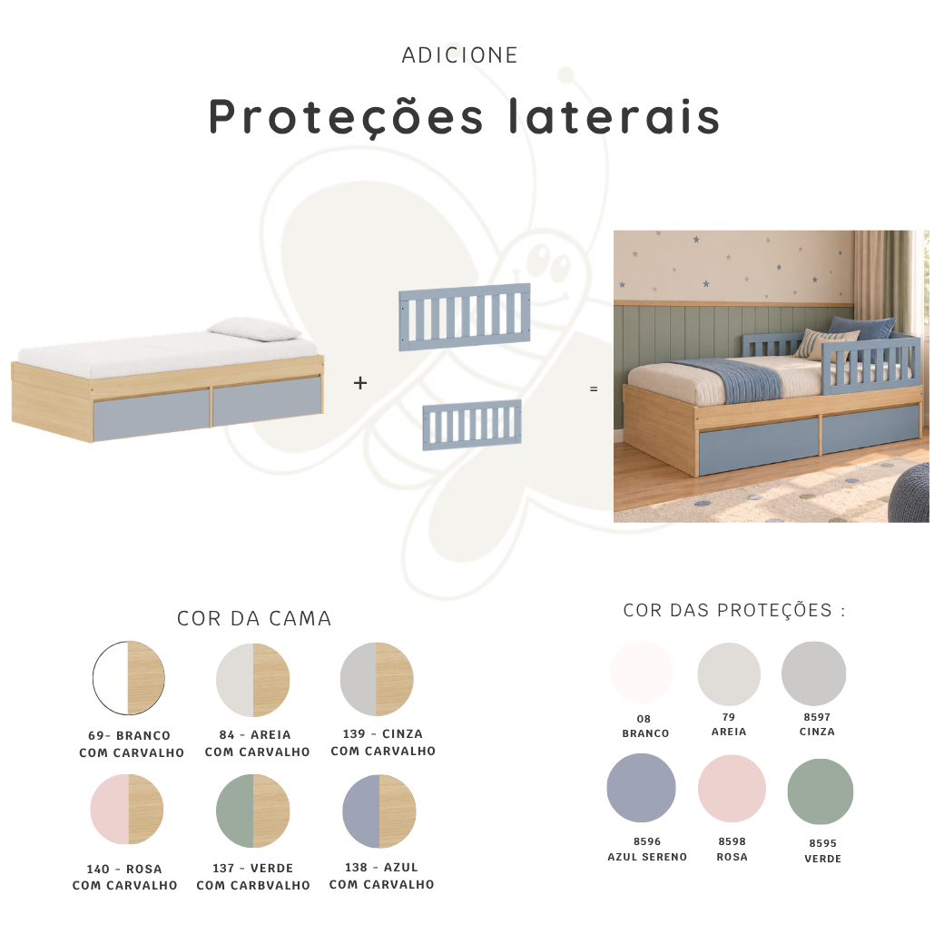 Cama Infantil Linha Play com Gavetas Amplas e 6 opções de cores