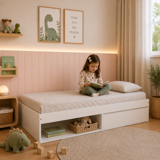 Cama Infantil com 1 gaveta Linha Play - Cama Personalizável Várias Cores e Acessórios