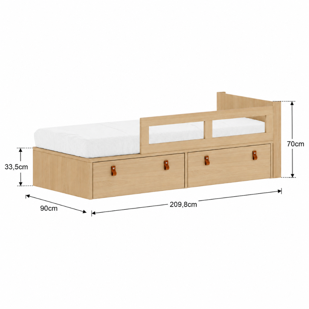 Cama com Gavetas Proteção Lateral e Cabeceira MDF 25mm | Linha Join
