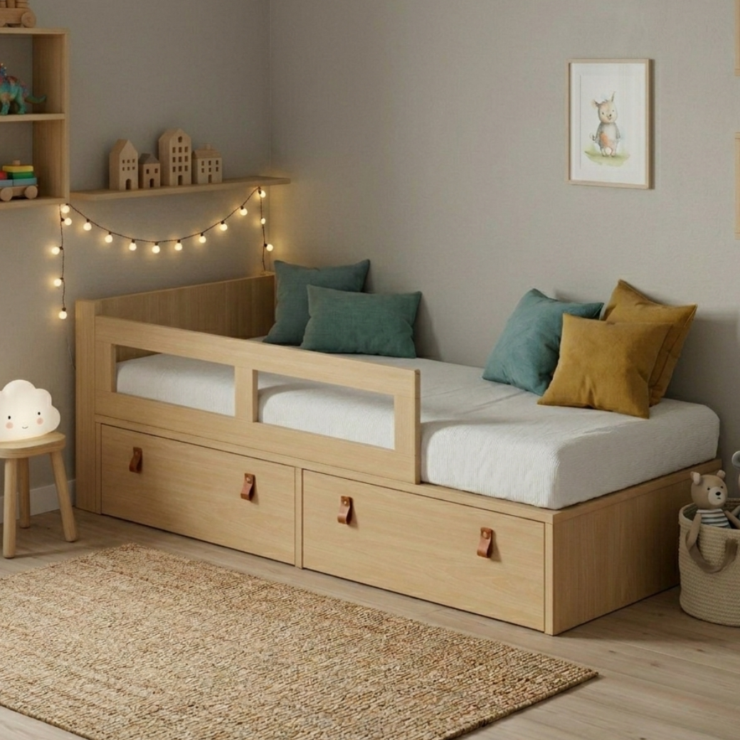 Cama com Gavetas Proteção Lateral e Cabeceira MDF 25mm | Linha Join