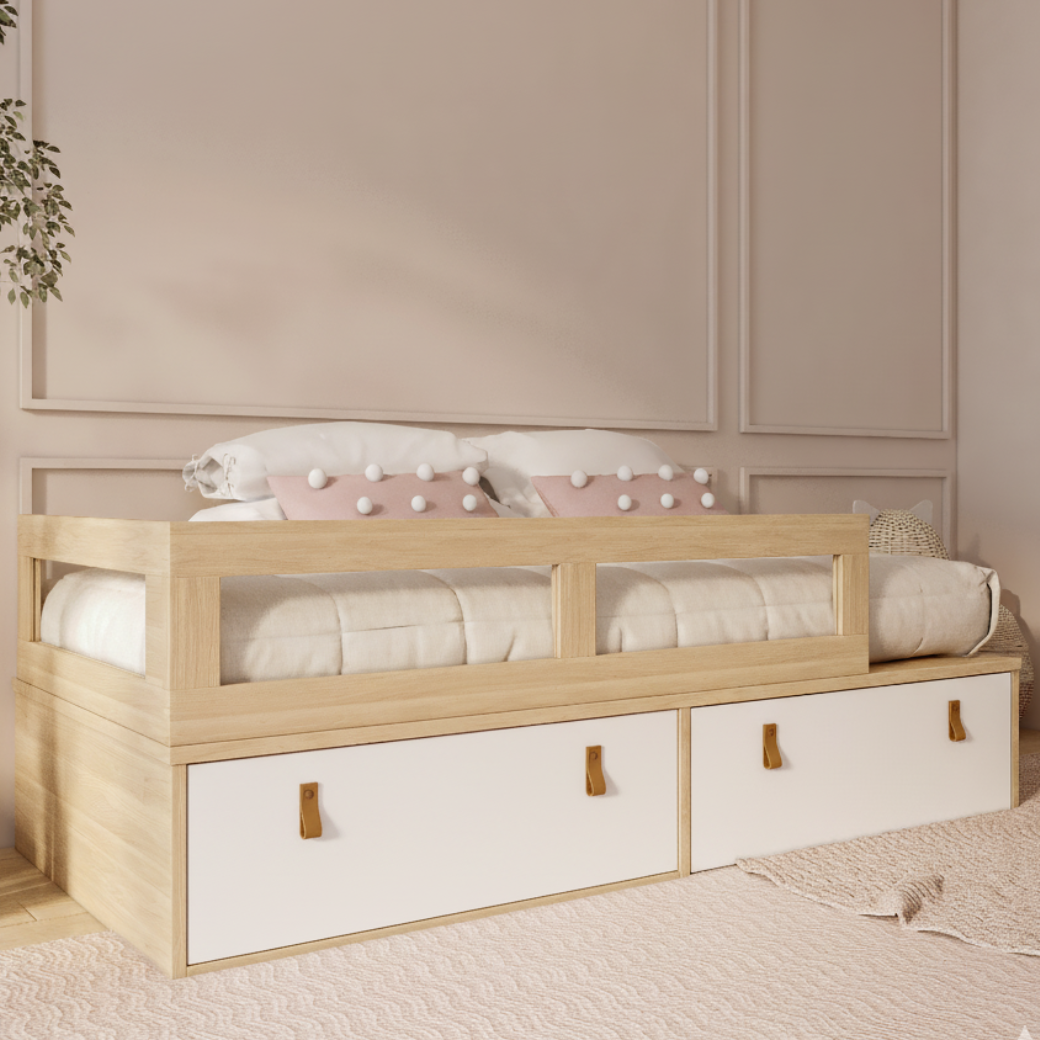 Cama Infantil com Grade e Gavetas Linha Join
