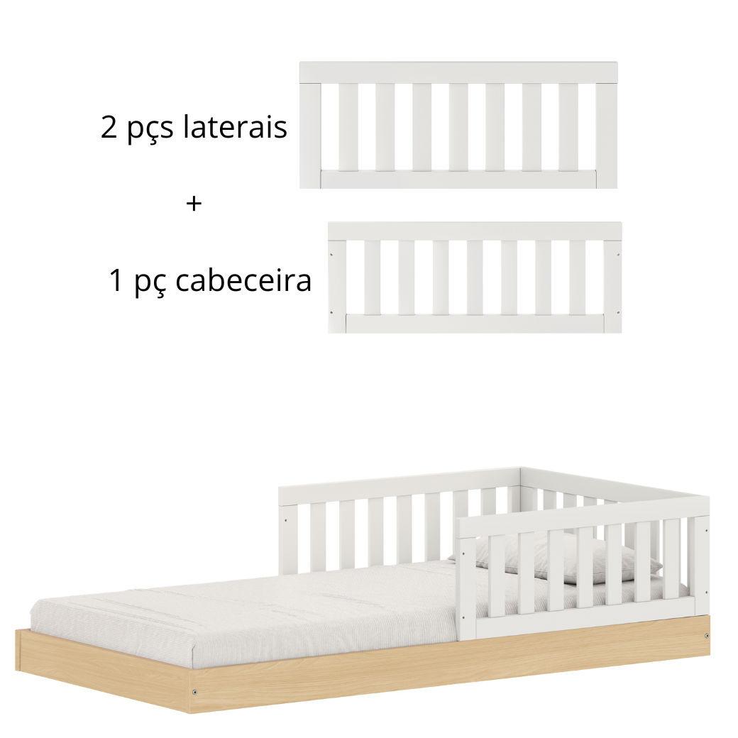Cama Montessoriana Infantil Solteiro Play/Arcos com Opcional de Grade de Proteção