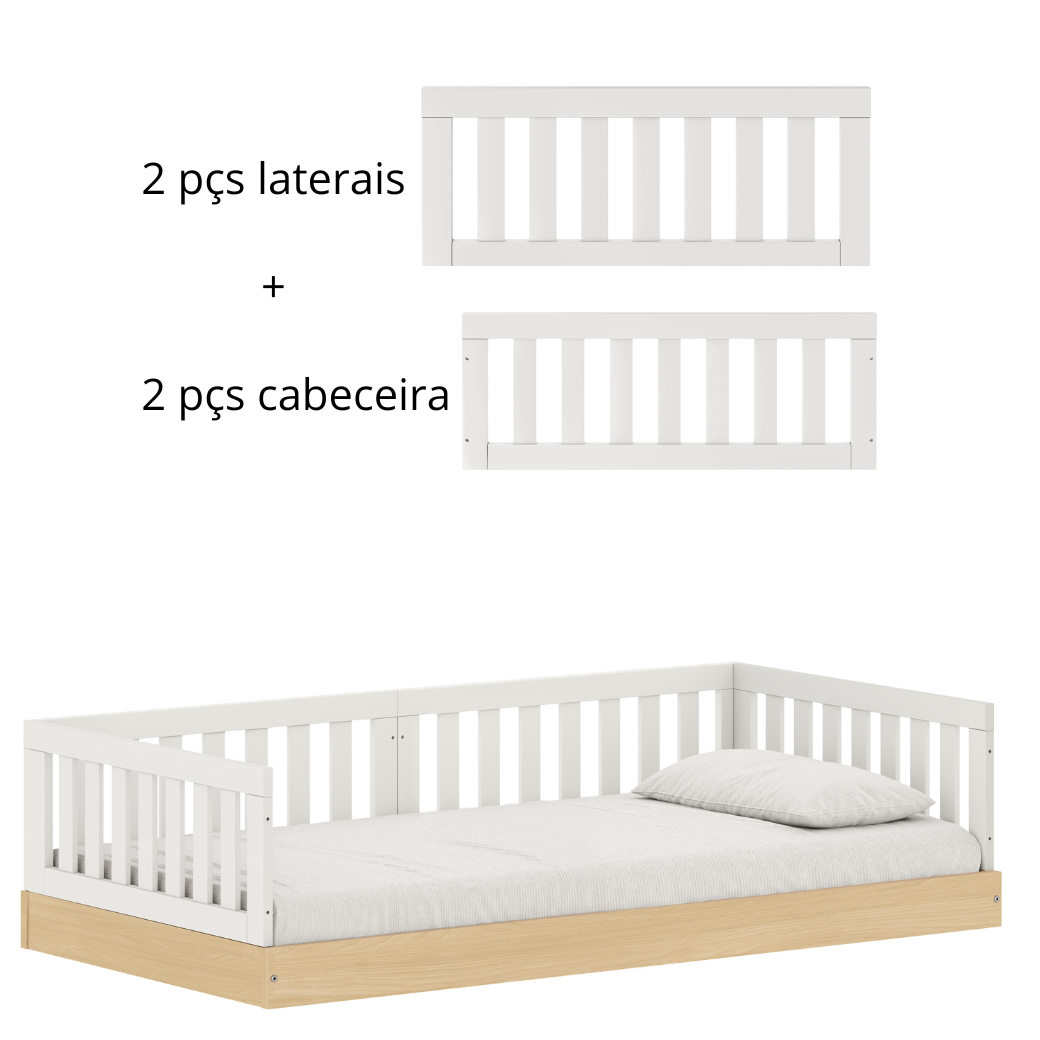 Cama Montessoriana Infantil Solteiro Play/Arcos com Opcional de Grade de Proteção