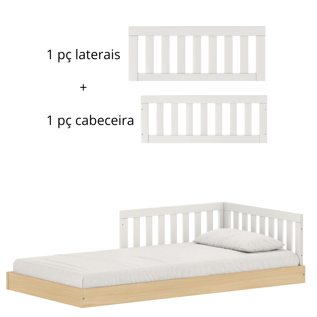 Cama Montessoriana Infantil Solteiro Play/Arcos com Opcional de Grade de Proteção