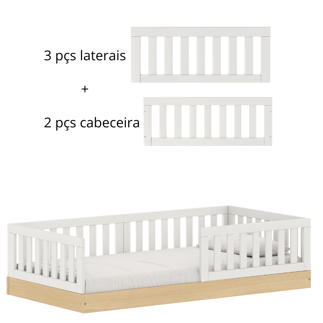 Cama Montessoriana Infantil Solteiro Play/Arcos com Opcional de Grade de Proteção