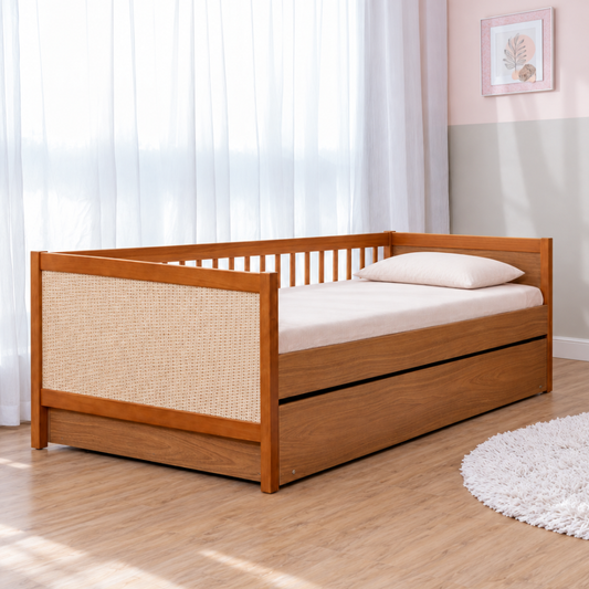 Cama Paglia Nogueira com Palhinha Natural e Cama Auxiliar