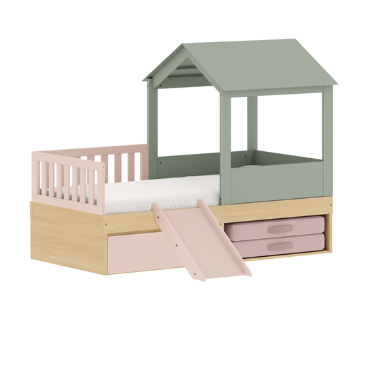 Cama Casinha com Escorrega e Proteção Lateral Linha Play