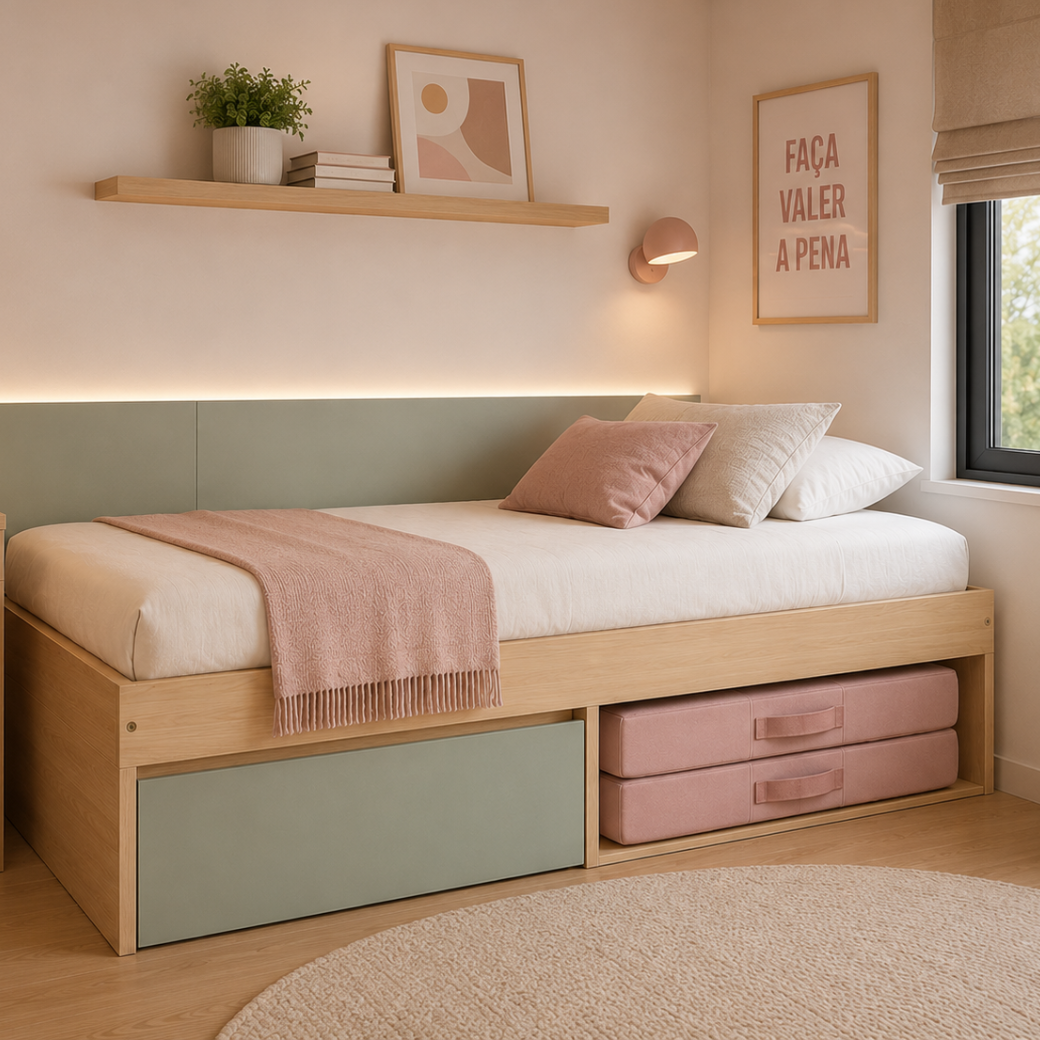 Cama Infantil com Gaveta e Nicho Multifuncional | Linha Play