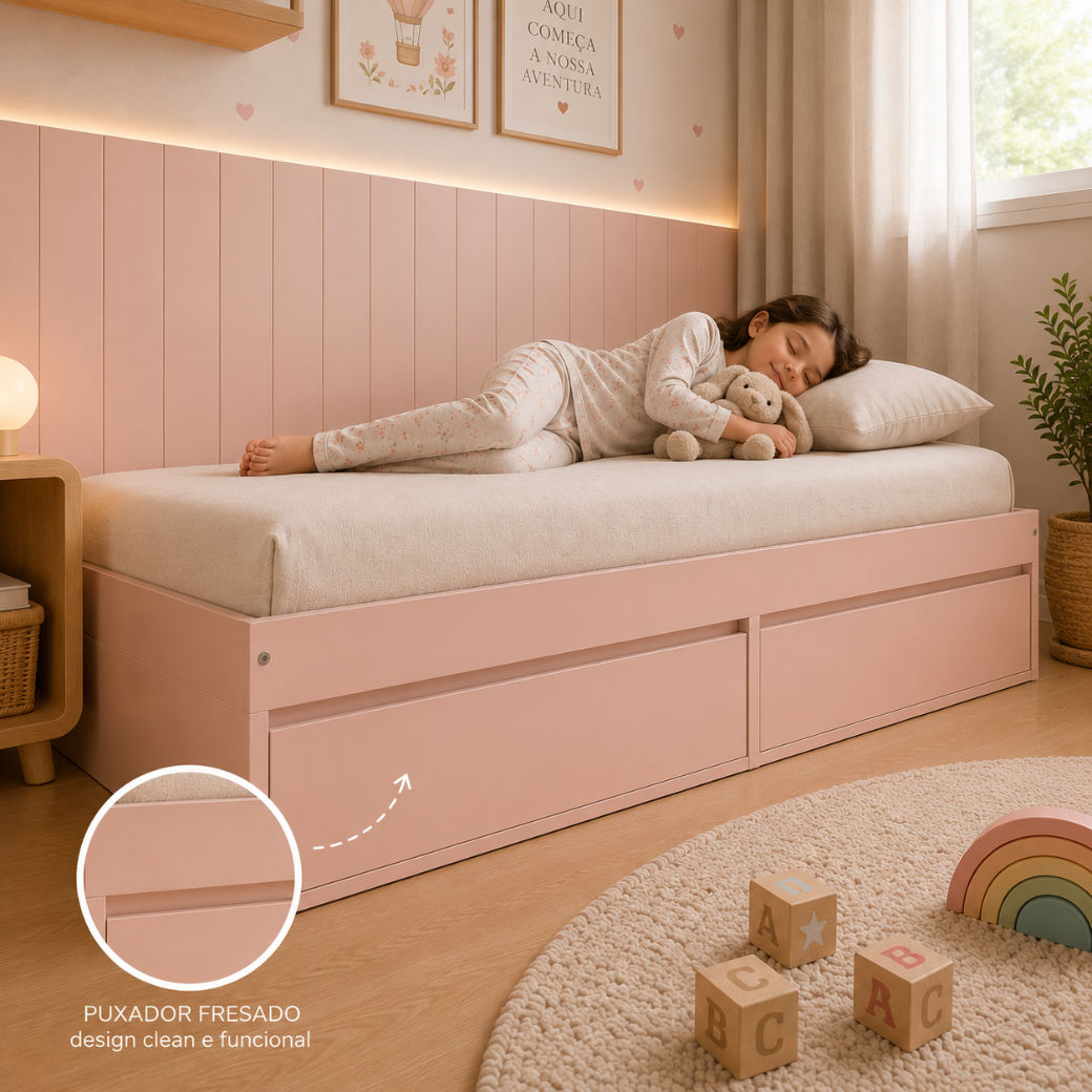 Cama Solteiro Infantil Play | MDF com 2 Gavetões