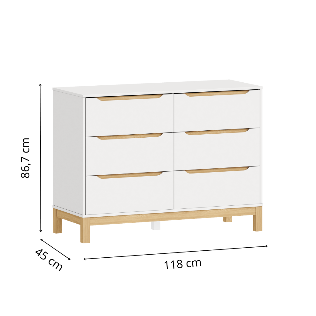 Berço vira Cama em Madeira Bold e Cômoda 6 Gavetas Linha Cozy