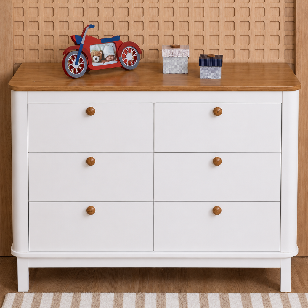Cômoda 6 gavetas MDF e Madeira Maciça | Linha Cromo