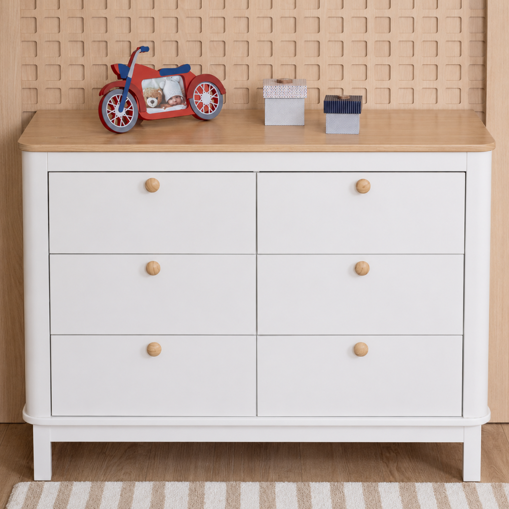 Cômoda 6 gavetas MDF e Madeira Maciça | Linha Cromo