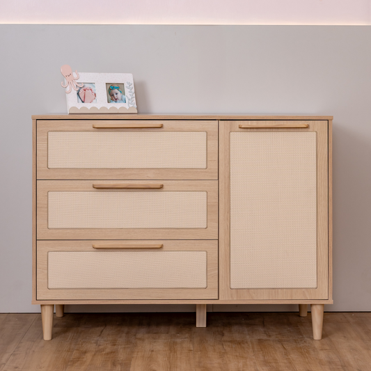 Cômoda de MDF com Detalhes em Rattan e Madeira – Linha Premium Paglia Pro
