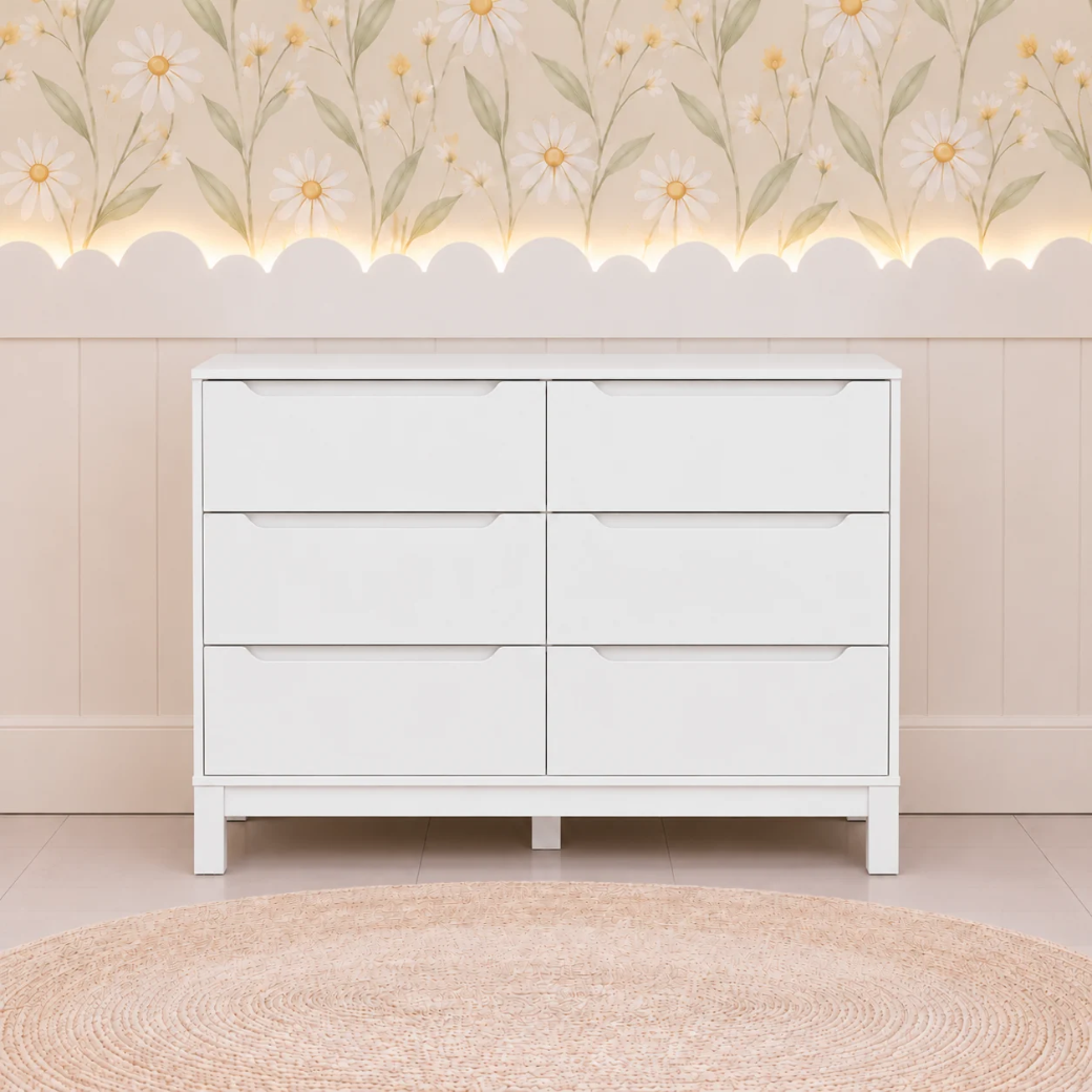 Berço Evolutivo 3 em 1 Loop e Cômoda 6 gavetas Cozy | Branco Fosco