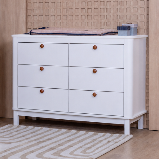 Cômoda Grande 6 Gavetas com Puxador Redondo Nogueira Linha Cromo