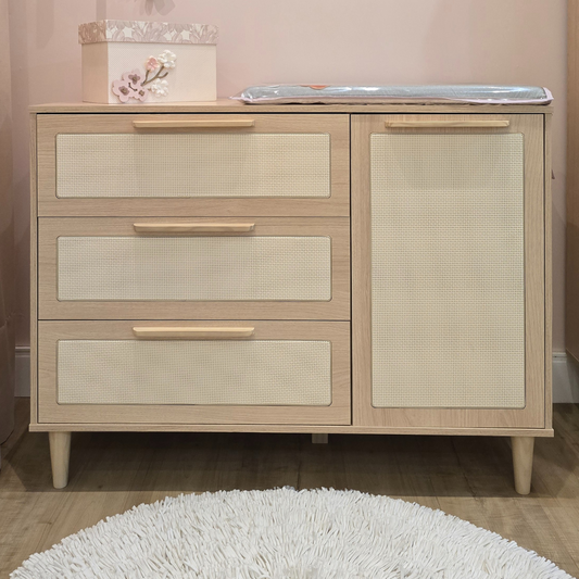 Cômoda de MDF com Detalhes em Rattan e Madeira – Linha Premium Paglia Pro