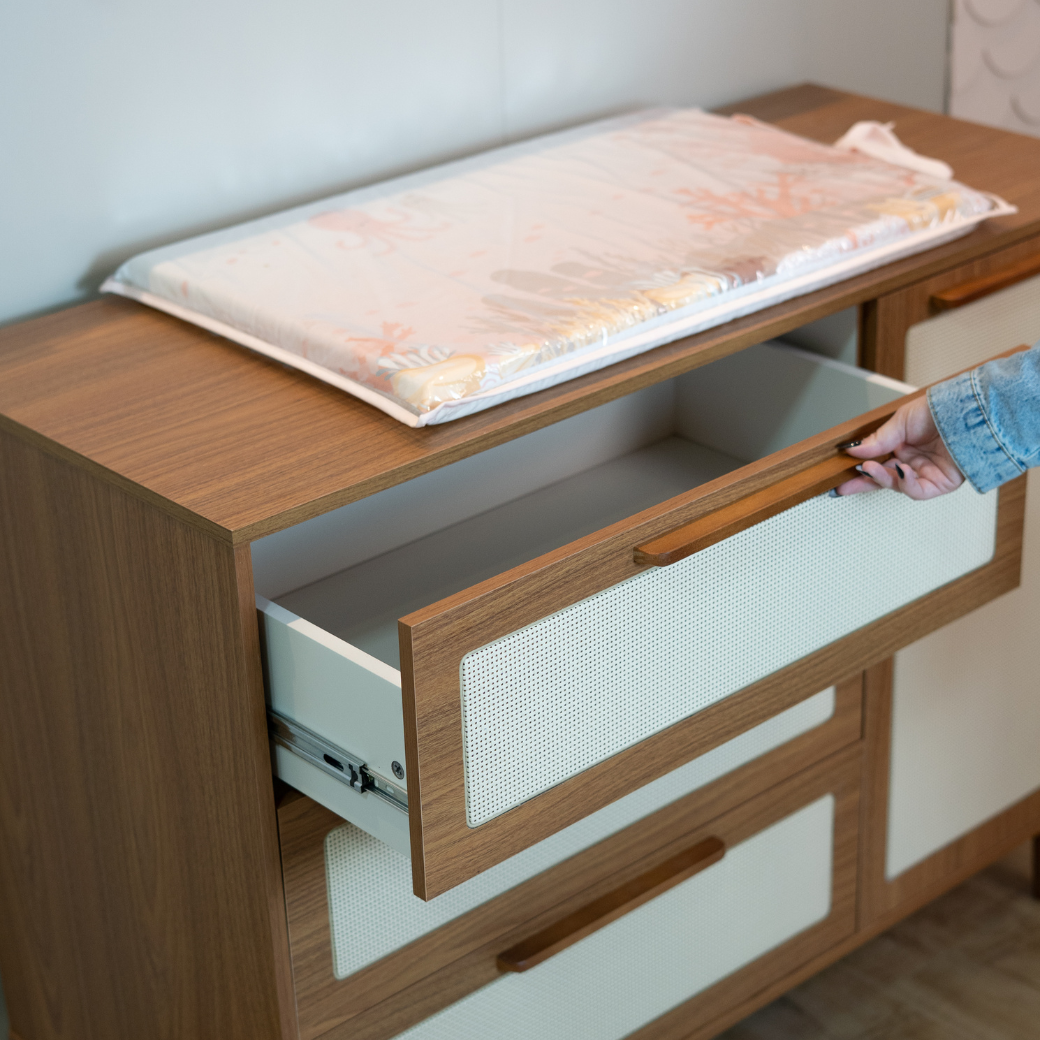 Cômoda de MDF com Detalhes em Rattan e Madeira – Linha Premium Paglia Pro