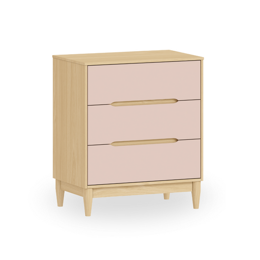 Cômoda Infantil Tomi 3 Gavetas Rosa com Carvalho Malva em MDF 15 mm
