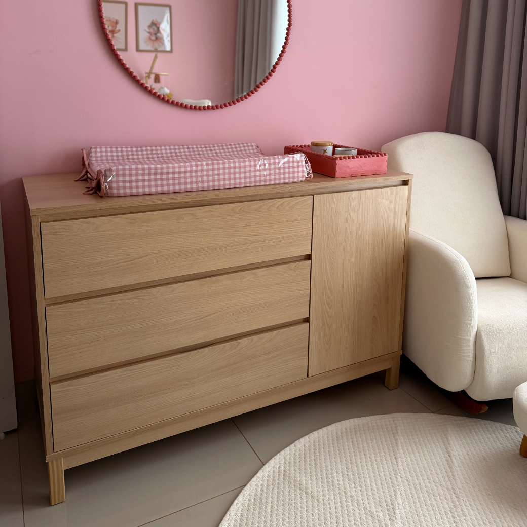 Berço Madeira Maciça 2 em 1 e Cômoda 135cm | Linha Soley