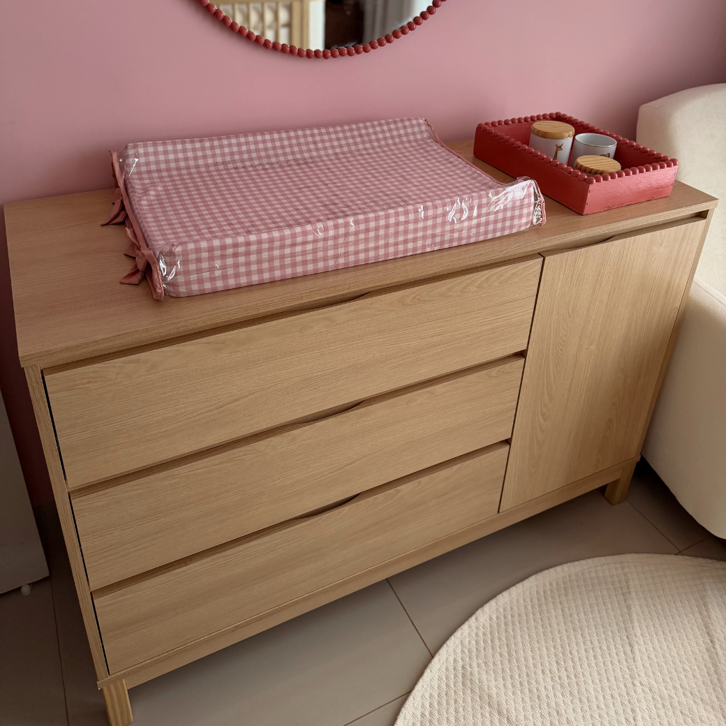 Berço Madeira Maciça 2 em 1 e Cômoda 135cm | Linha Soley