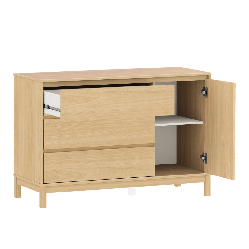 Berço Madeira Maciça 2 em 1 e Cômoda 135cm | Linha Soley
