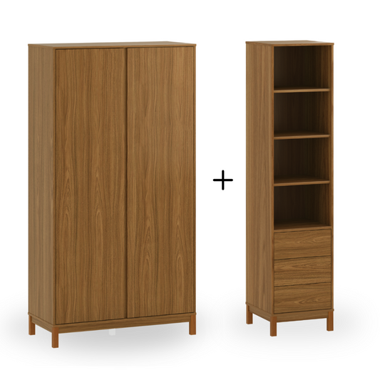 Conjunto Guarda Roupa 2 Portas e Torre Organizadora Linha Soley