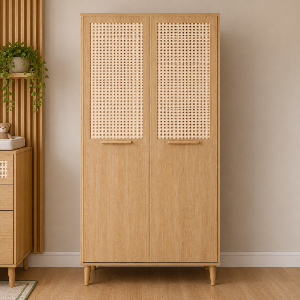 Berço 2 em 1 Cômoda 4 Gavetas e Guarda Roupa 2 Portas | Linha Paglia