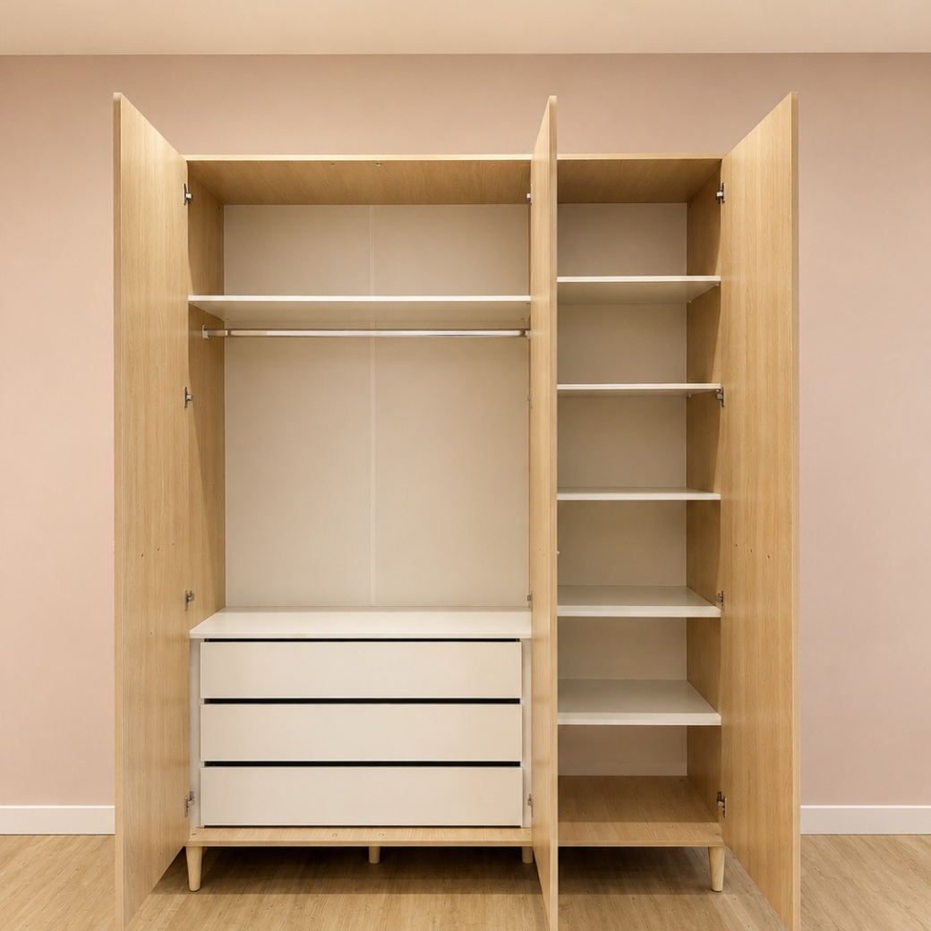 Guarda-Roupa Quater Paglia com 3 Portas e Palhinha Natural – Ideal para Quarto Infantil