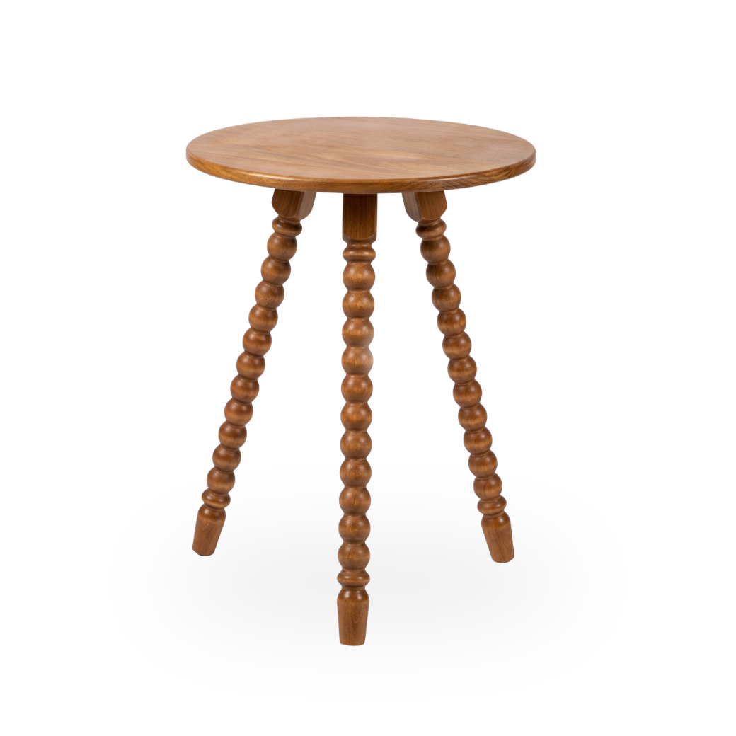 Mesa Lateral de Apoio em Madeira Maciça com Design Torneado | Linha Solene