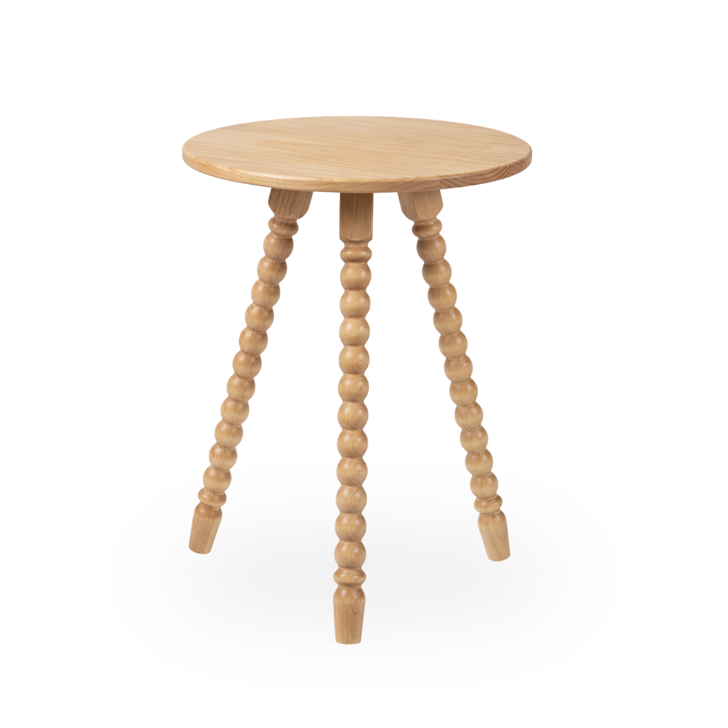 Mesa Lateral de Apoio em Madeira Maciça com Design Torneado | Linha Solene