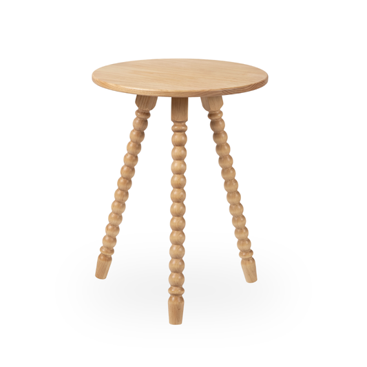 Mesa Lateral de Apoio em Madeira Maciça com Design Torneado | Linha Solene