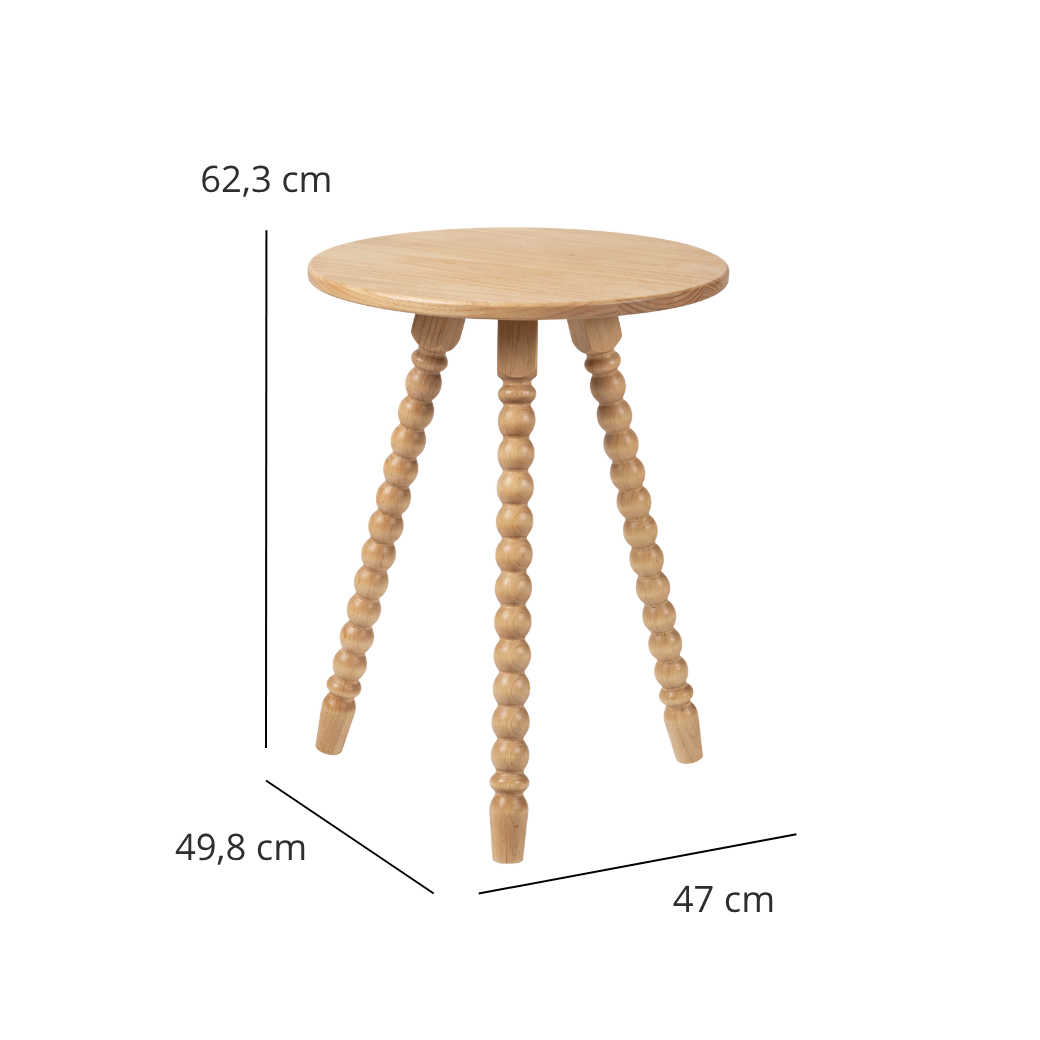 Mesa Lateral de Apoio em Madeira Maciça com Design Torneado | Linha Solene