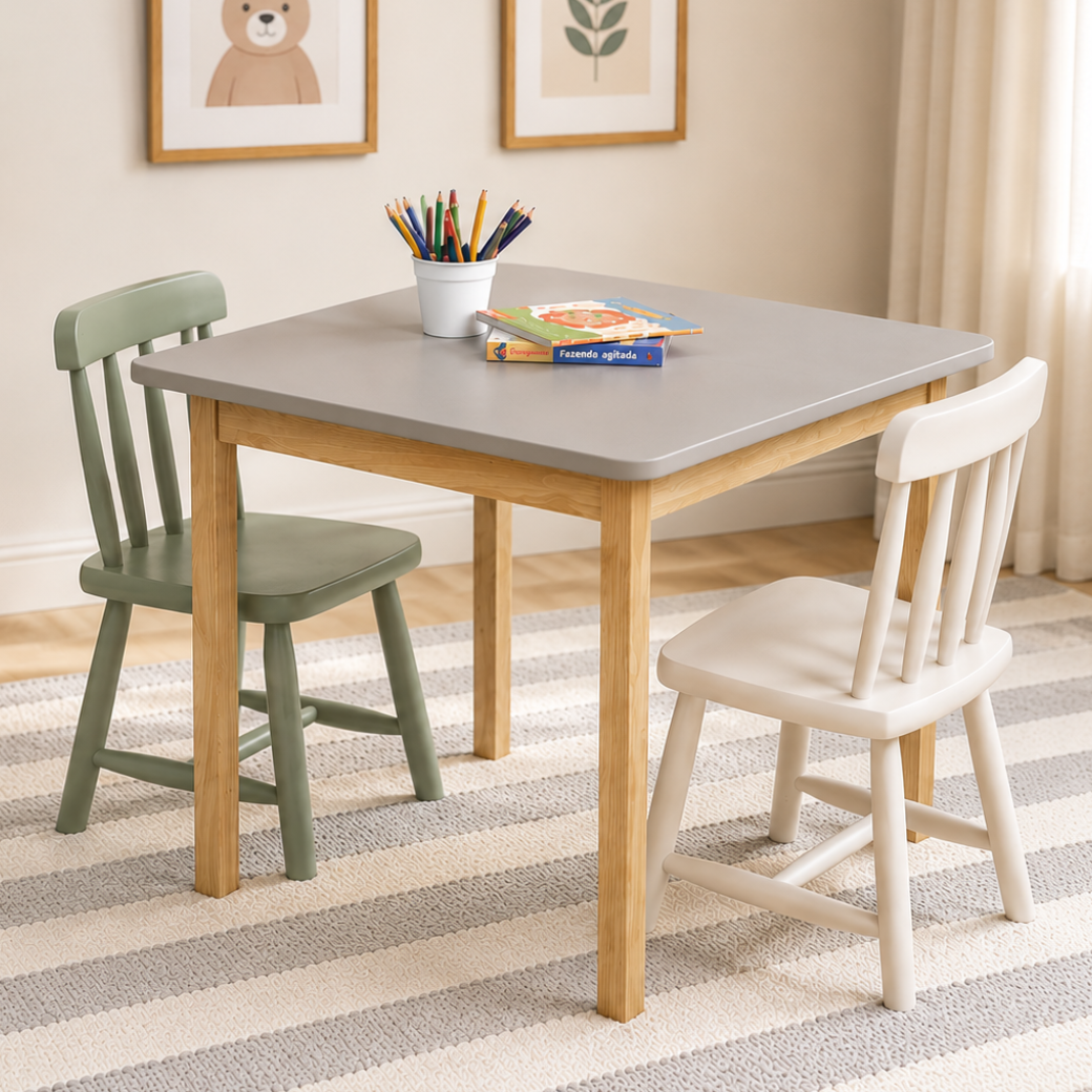 Mesa Infantil Premium de Madeira 70cm | 6 cores