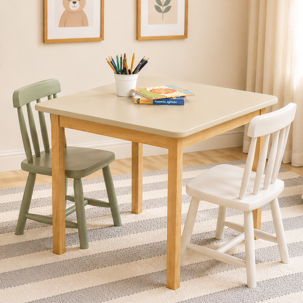 Mesa Infantil Premium de Madeira 70cm | 6 cores