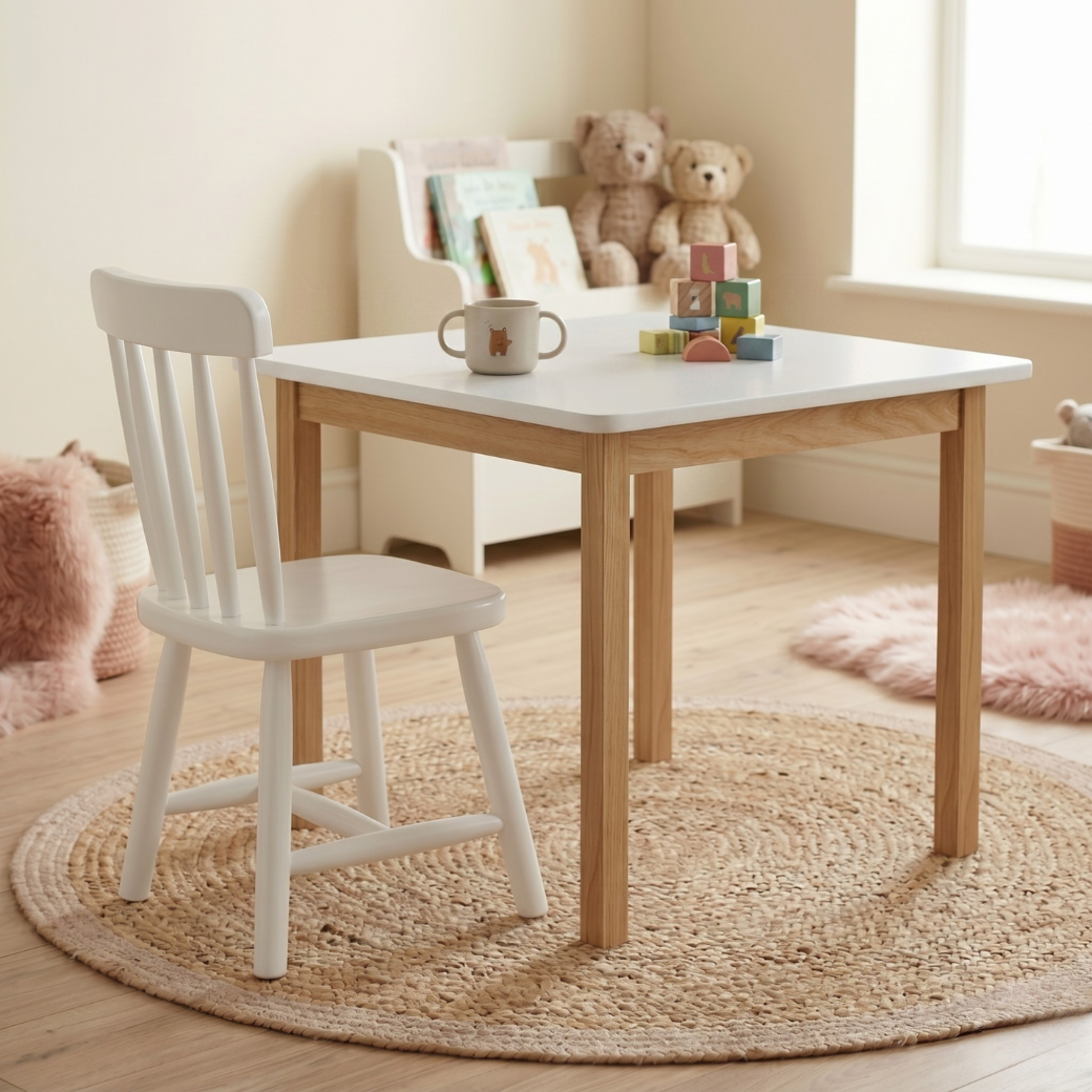 Mesa Infantil Premium laqueada branco fosco.