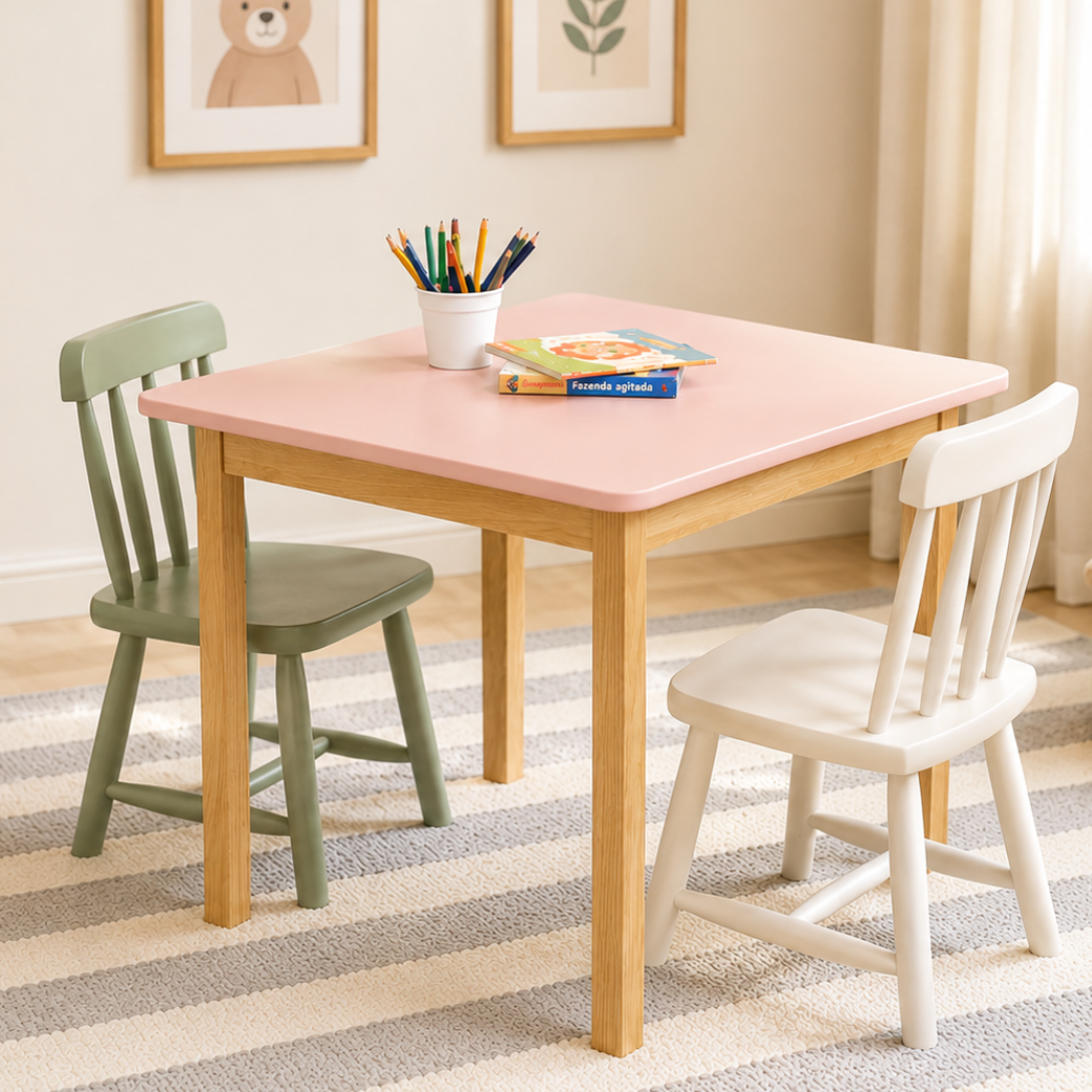 Mesa Infantil Premium de Madeira 70cm | 6 cores