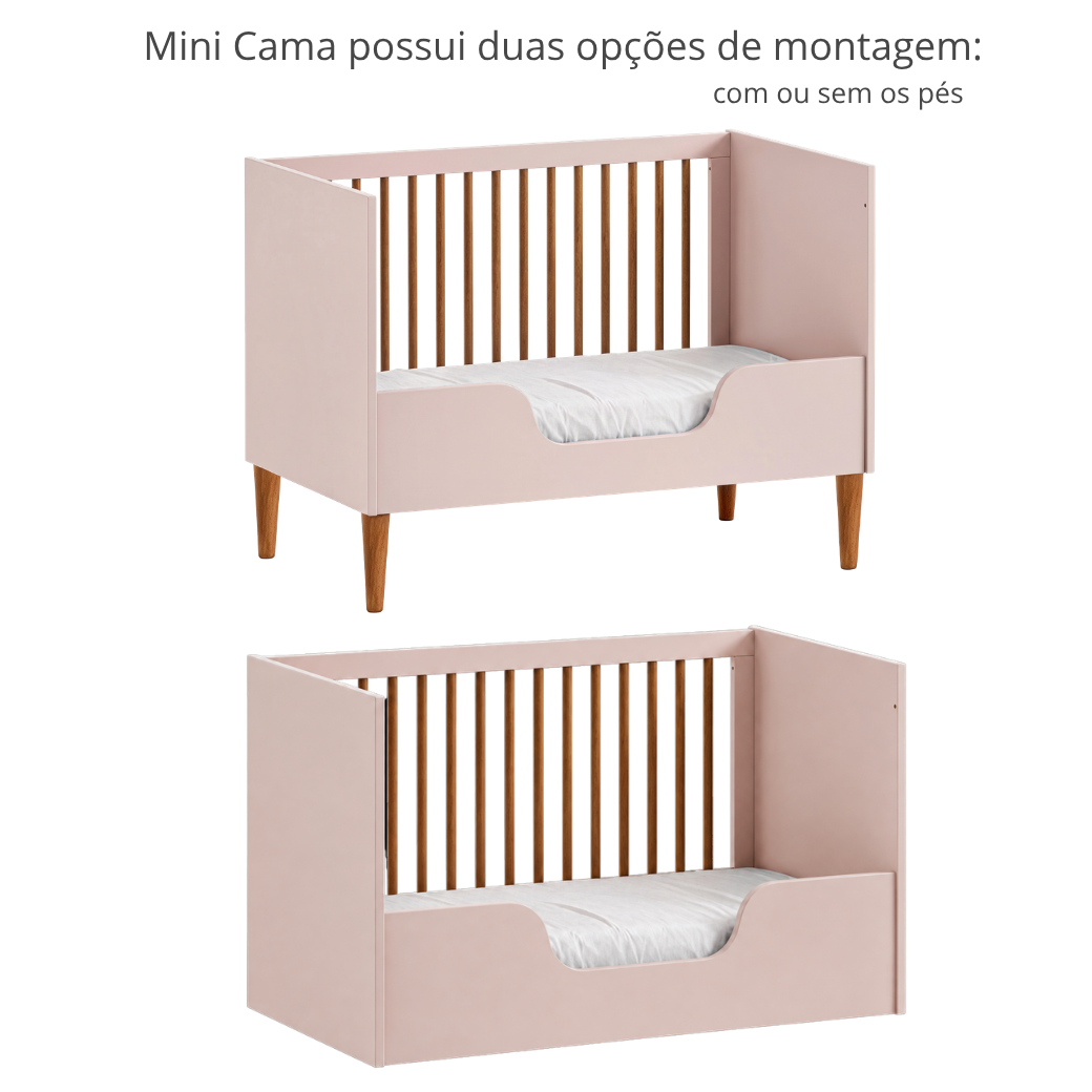 Berço Evolutivo 2 em 1 Luny Cores | Areia, Rosa, Verde Jade e Azul Sereno