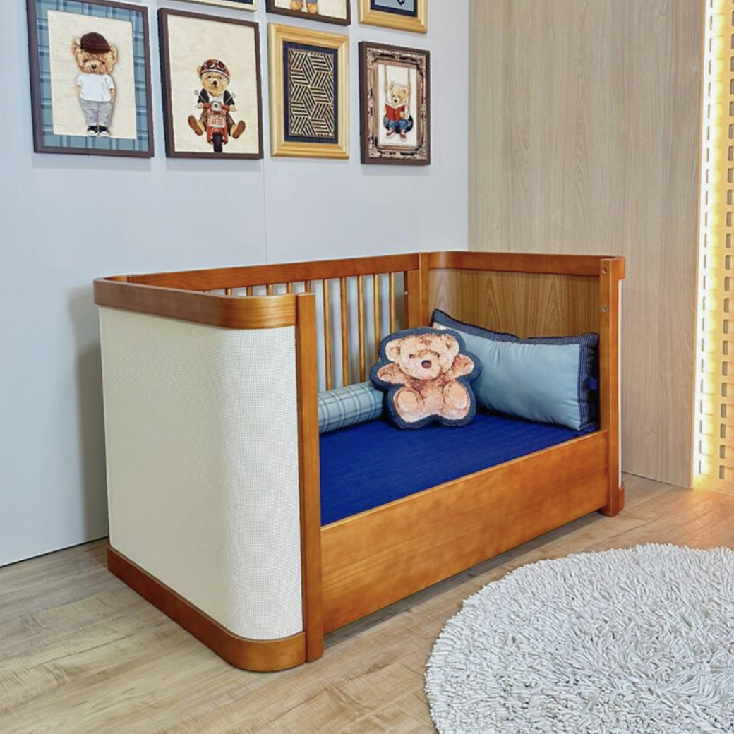 Berço de Madeira Maciça Paglia 3 em 1 | Nogueira