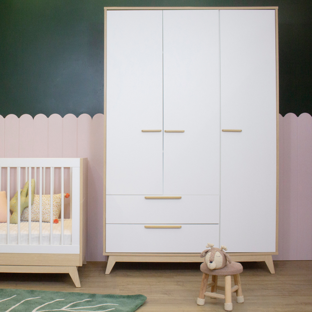 Guarda Roupa Infantil Petit Branco com Carvalho