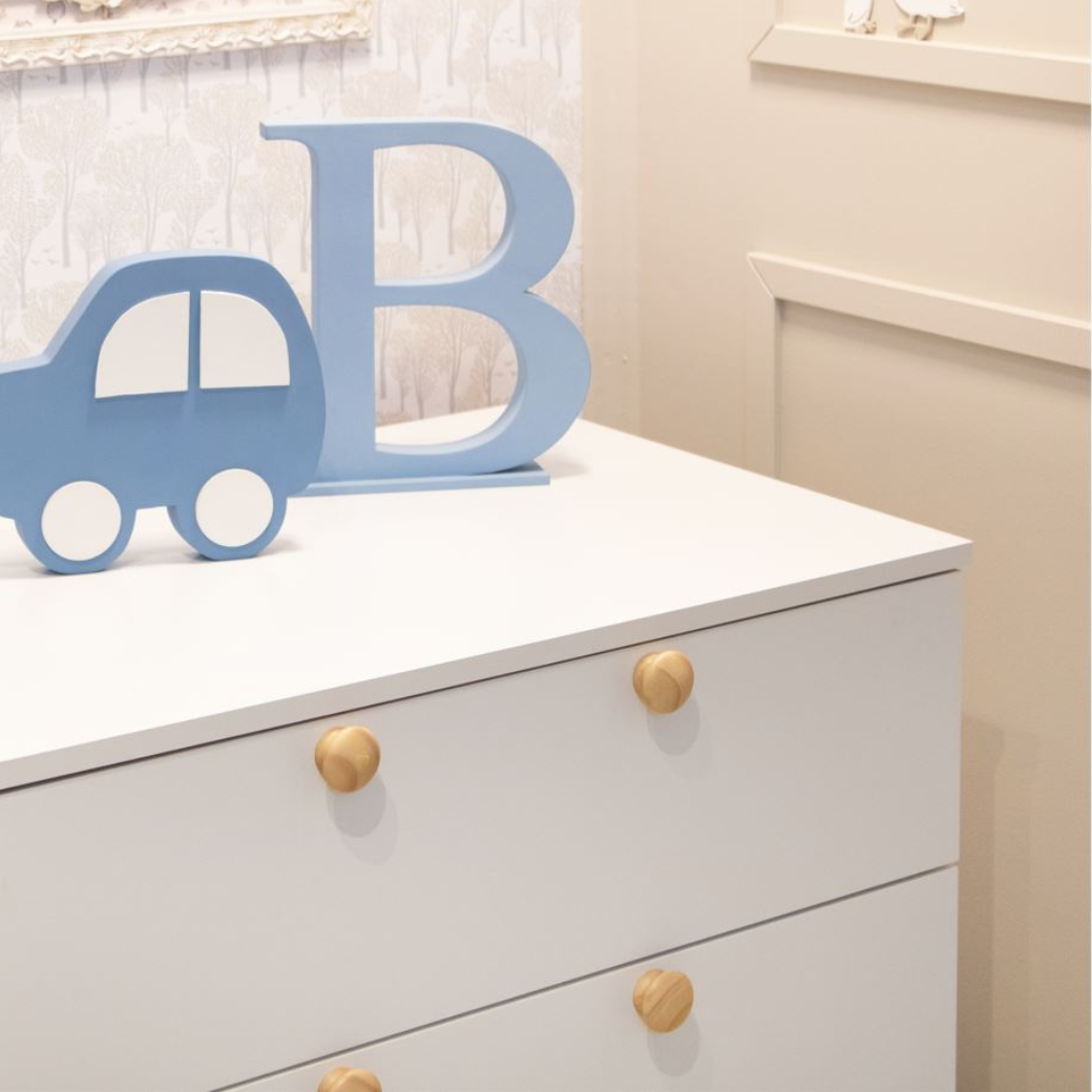 Cômoda para Quarto de bebê Retrô 3 gavetas Puxador Redondo