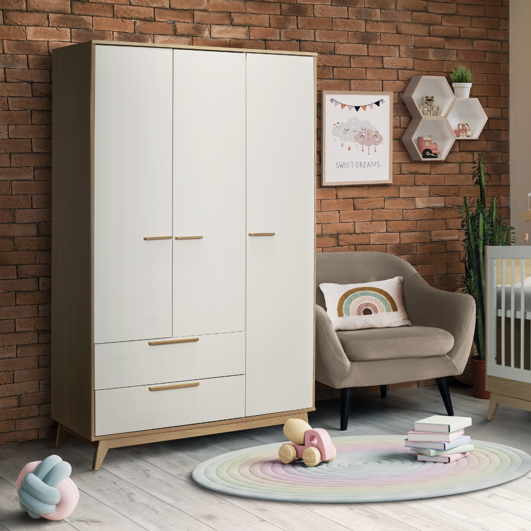 Guarda Roupa Infantil Petit Branco com Carvalho