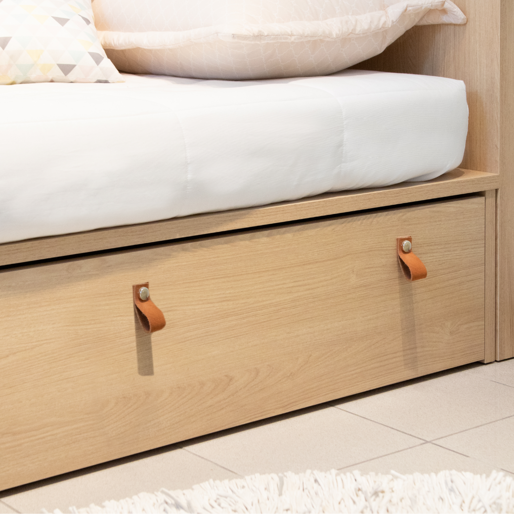 Cama com Gaveta Proteção Lateral e Cabeceira porta Livros Linha Join